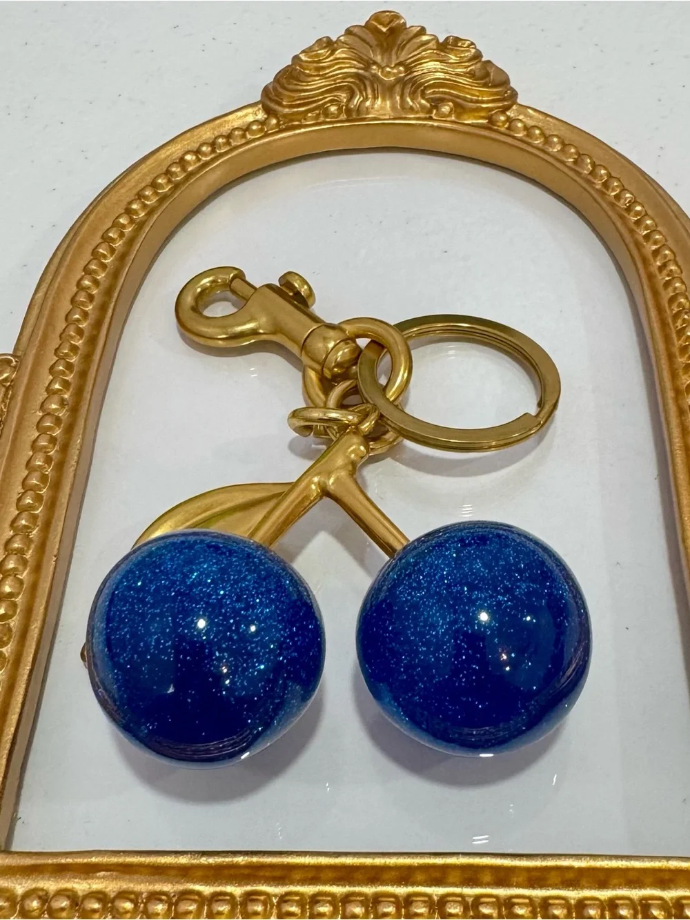 New Blue Metal Cherries w/ Gold Hardware